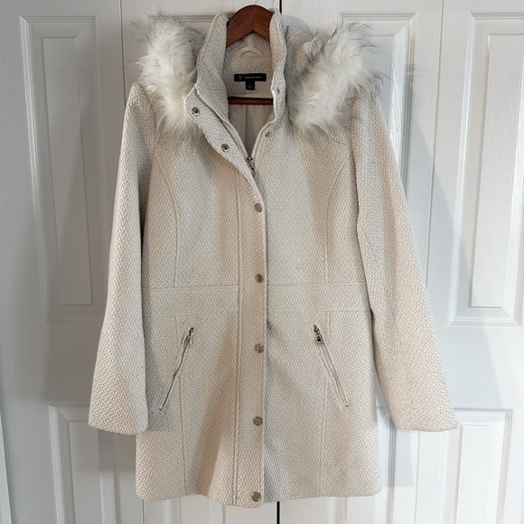 INC International Concepts Jackets & Blazers - *LIKE NEW* Women's I.N.C International Concepts Cream Tweed Winter Coat - Size L
